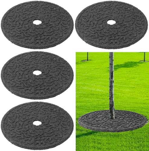 Peryiter 6 Pcs Rubber Mulch Tree Ring Protector Mat Weed Barrier, 24 in - style: 24 Inches