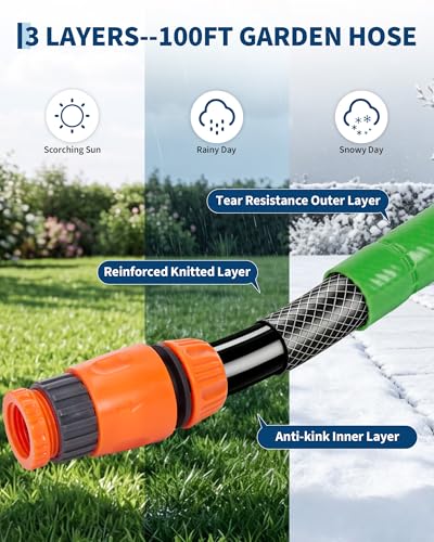 Garvee Retractable Garden Hose Reel, 1/2 IN x100 ft Wall Mounted Heavy Duty - size: 1/2'' 100FT