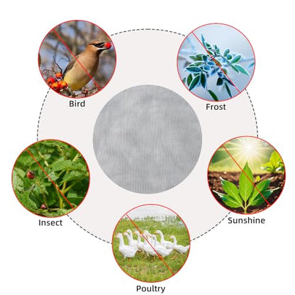 Fruit Protection Bags with Drawstring, 4 Packs Blueberry Bush Netting, Ultra-Fine Mesh Garden Insect Tree Cover, Plant Cover for Pest, Insect Bird Barrier Netting-3.3 x 4.9Ft - size: 3.3 x 4.9Ft