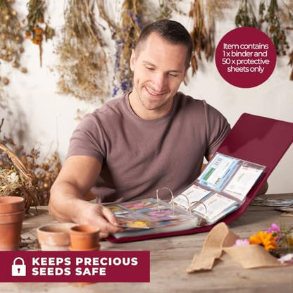 Wildgoose Seed Binder - Seed Packet Organizer, Storage Book, Raspberry - color: RASPBERRY