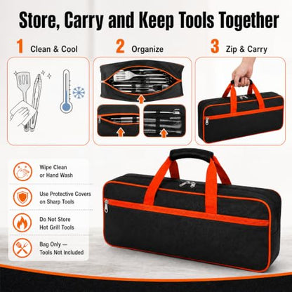 Grill Tool Storage Bag for Outdoor Grill Accessory Storage 23.6 x 8 x 8Inch