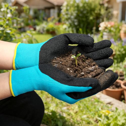 Breathable Nitrile Gardening Gloves 2 Pairs for Women, Anti-Slip Stretchy for Weeding Planting Chores DIY, Blue S/M/L - size: Large (Pack of 2)