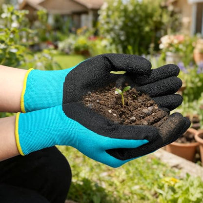 Breathable Nitrile Gardening Gloves 2 Pairs for Women, Anti-Slip Stretchy for Weeding Planting Chores DIY, Blue S/M/L - size: Large (Pack of 2)
