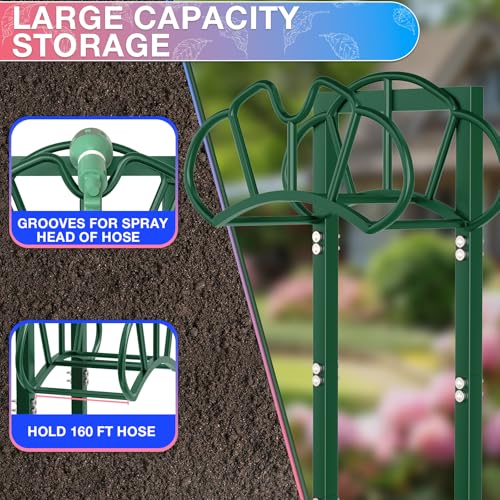 Qatsrin Garden Hose Holder Holds 160ft, Rustproof Water Hose Storage, Green - color: Green