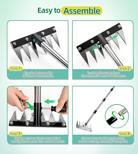Weeding Rake Puller Tool for Garden,Heavy Duty Iron Weed Puller Cutter Tool - style: 6 Teeth