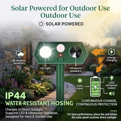 Sonic Fortress Pro Deer Repellent, 4Pack Solar Animal Repeller Outdoor