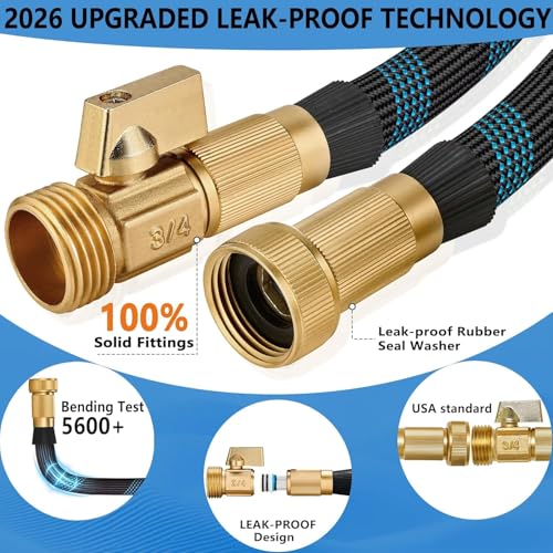 Garden Hose 100 ft, 2026 Upgraded Lightweight Garden Hoses,Ultra Durable & Flexible Water Hose,All-Weather Kink-Free Garden Hose,Sturdy,Abrasion Resistant Garden Hoses Pipes for Yard,Lawn,Outdoor - color: blackblue, size: 100ft