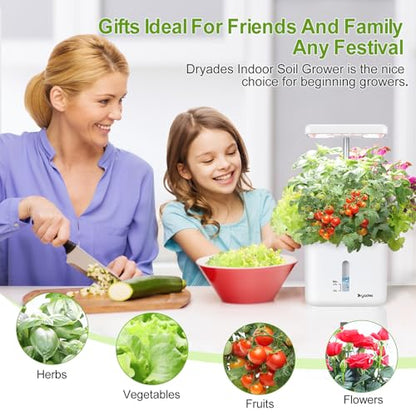 Indoor Garden Planter Growing Systems Soil plant pot indoor Small Smart Soil Gardening System with 17 Watts LED Grow Light Auto Timer Self-Watering Planter Pot Gifts for Mom Women (No Seeds&Soil) - color: White