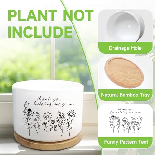 Thank You Gifts for Teacher, Succulent Plant Pot (Plants Not Included) - style: Thanks for helping me grow
