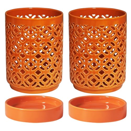 Orchid Pot 4 Inch, Orchid Pots with Holes & Saucers for Repotting, Breathable Slotted Orchid Pots Flower Plant Nursery Pot Orange 2 Pack - color: Orange Plum 2p