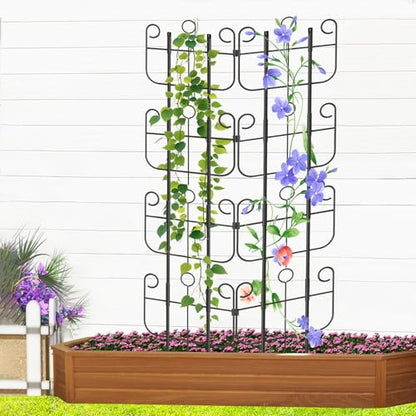 Garden Trellis for Climbing Plants Outdoor, Expandable Heavy-Duty Metal Trellis for Tall Plants, Flowers Vine Ivy, Sturdy Houseplant Pothos Plant Climber Support - size: 8 Pack-16.9in(H)x12.5in(L)