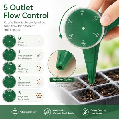 4PCS Garden Seed Planting Tool Kit, Hand Seeder with 12-Hole Dibber and Transplanting Tools, Mini Gardening Tools Set for Vegetable, Flower, Herb and Seed Sowing for Lawn Garden Farm Yard