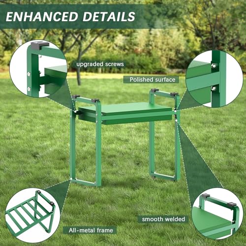 Garden Kneeler and Seat, 10.2" Wider Heavy Duty Thick for Kneeling and Seat - color: Green