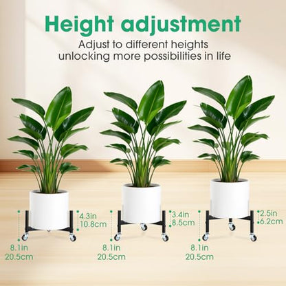 Adjustable Plant Caddy Heavy Duty Rolling Plant Stand with Wheels