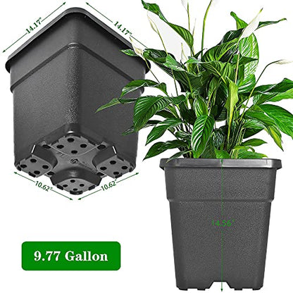 Square Planter Nursery Pots 9.77 Gallon Pots for Plants, Injection Molded Plastic Nursery Pots, Plant Container 9.77 Gal 5-Pack - color: Black, size: Square-14inch-5pcs