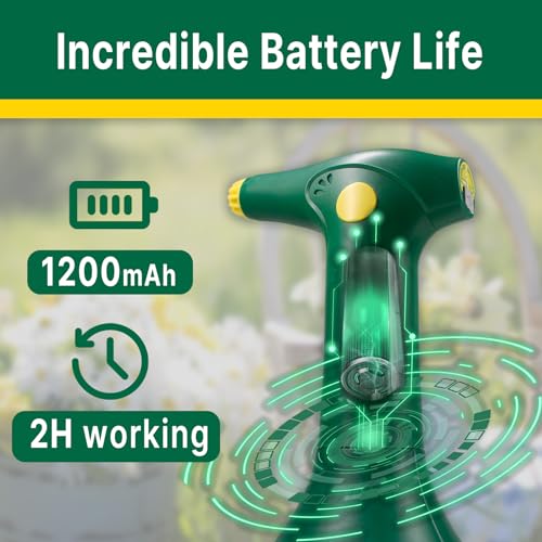 T TOVIA Electric Spray Bottle 1L, Battery Powered Plant Mister, 360 Degree Continuous Sprayer for Cleaning, Green