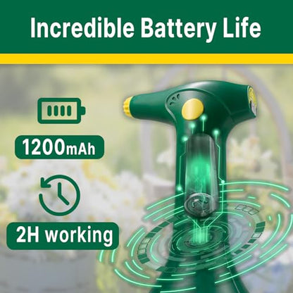 T TOVIA Electric Spray Bottle 1L, Battery Powered Plant Mister, 360 Degree Continuous Sprayer for Cleaning, Green