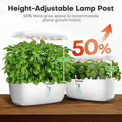 Ahopegarden 12 Pods Indoor Garden Hydroponics Growing System Kit with LED - color: Snow White