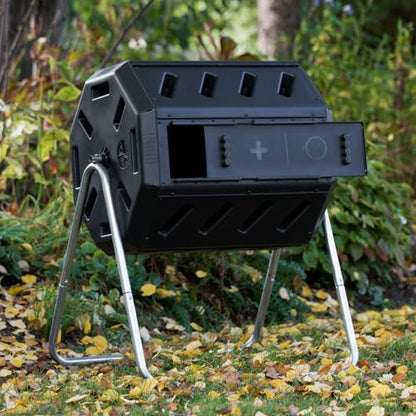 FCMP Outdoor Heavy Duty 37 Gallon 8 Sided Steel Composter, Black - size: 37 gallon