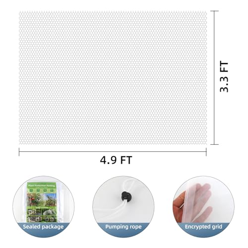 Bird Netting for Garden Protection, CANAGROW 4 Pack Garden Plant Mesh Covers Bags with Drawstring, Insect Bird Barrier Bug Netting for Fruit Blueberry Bushes Vegetable Flower (3.3x4.9FT) - size: 3.3'x4.9'- 4 Pack