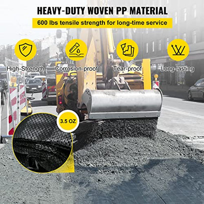 VEVOR Weed Fabric Barrier Heavy Duty, 12.5x50ft 3.5oz Weed Blocker Fabric, Woven Landscape Fabric, Garden Fabric Weed Barrier, Weed Control Fabric Ground Cover, Geotextile Fabric, Gardening Mat, Black - size: 12.5FT*50FT-3.5OZ, style: Woven