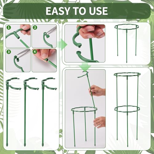 36 Pack Plant Support Stakes Sets - Versatile Plant Cages, Stackable Garden Flower Support， Small Plant Stakes for Indoor Plants,Tomato,Monstera, Peony, Hydrangea, Climbing Plants - size: 6.3*9.8IN（pack of 36)
