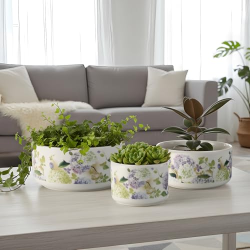 Ceramic Plant Pots Set of 3, Planters & Container Accessories Planters Indoor Outdoor Flower Planter for Home, Garden, Office Décor 6“ 5” 4“ (3, Porcelain White) - color: Porcelain White