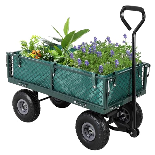 GarveeLife 500 LBS Steel Garden Cart with Removable Liner - color: Green