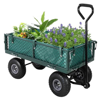 GarveeLife 500 LBS Steel Garden Cart with Removable Liner - color: Green