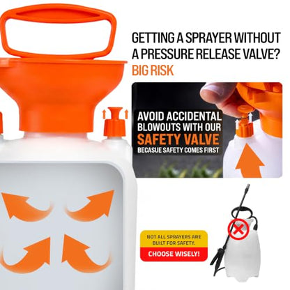 PetraTools HD101 Garden Pump Sprayer, 52-in Long Hose & 2 Nozzles, 1 Gallon - color: Orange, size: 1 Gallon