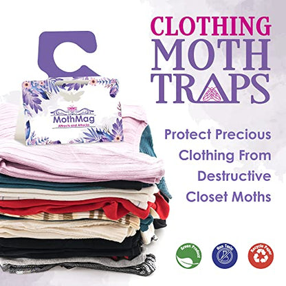 MothMag Clothes Moth Traps (6 Pack) – Pheromone Glue Traps for Wardrobes, Closets, Carpets & Fabrics – Trap for Wool, Cashmere & Silk - color: Purple