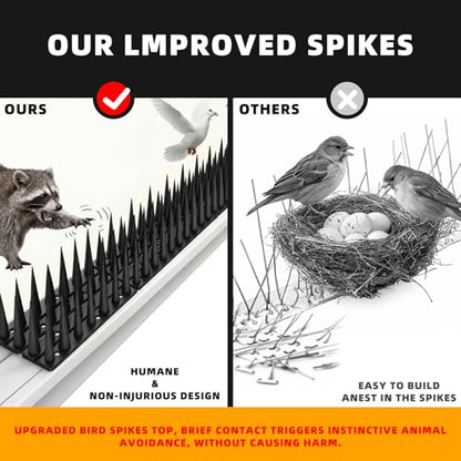 Bird Spikes, 6 Pack, 8.4 FT Total Coverage, Outdoor Bird Deterrent, Black - color: Black, size: 6 pack