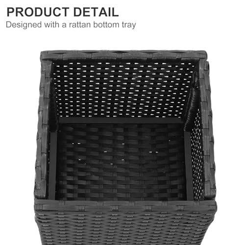 SUNNYPARK 2 Pack Tall Planters for Outdoor Rattan Square Box 12x12x24inch - color: Black 2 Pack