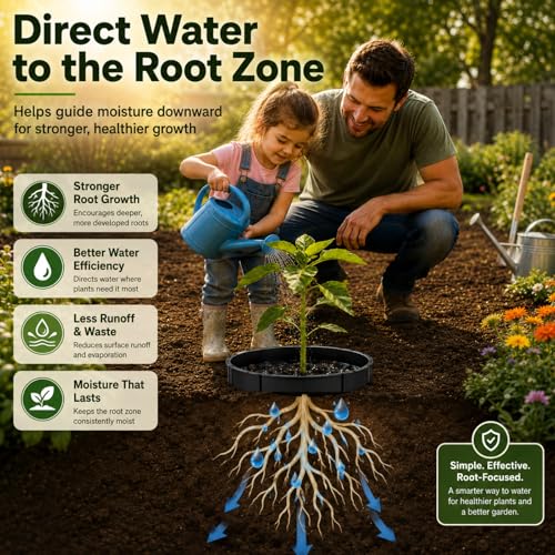 Evelyne 48 Pcs Adjustable Planting Grow Rings, Interlocking Garden Plant Rings, Spliceable Plant Circle Rings for Deep Watering, Soil Moisture Retention, Vegetables, Herbs, Flowers (48, Brown) - color: Brown