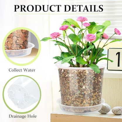 20 Pack 4 Inch Clear Nursery Pots with Drainage and Saucer, Clear Plastic Planter Pots for Plants, Flexible Seed Starting Pots for Succulents, Small Herbs, Annual Flowers (4 Inch) - size: 4 Inch