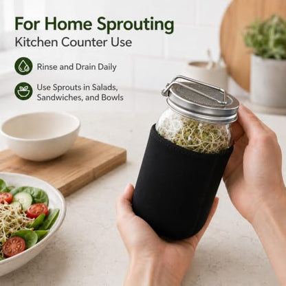 Sprouting Jar Kit, 1 Wide-Mouth Sprouting Jar with Stainless Lid