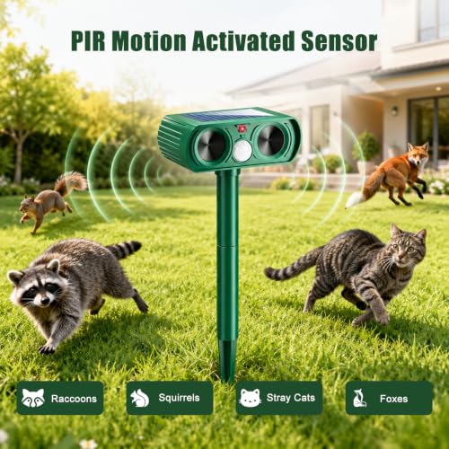 2026 Solar Ultrasonic Animal Repellent Outdoor with Motion Sensor, 4-Pack