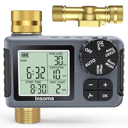 Water Timer for Garden Hose with 100% Metal Pipe, Programmable Sprinkler Controller for Garden Faucet with Auto/Manual/Rain Delay Mode, Irrigation Timers for Lawn, Yard, Outdoor Plants - size: 1-Zone-MAX
