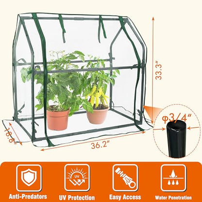 Gardzen Mini Greenhouse with Mesh Cover 36.2"(L) x18.9(W) x33.3(H) - size: 36”(L) x18”(W) x33”(H)