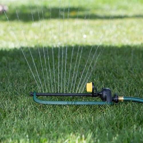 Melnor 65150AMZ Oscillating Sprinkler, 15 Precision Nozzles, Adjustable Spray Range, Waters Up to 2,650 Sq. Ft., with QuickConnect Bundle, Green, Yellow - style: 2,650 sq. ft.