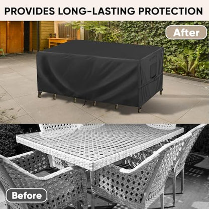 BALEINE Patio Furniture Covers Waterproof, Heavy Duty Outdoor Table Cover - color: Black, size: 90"L×62"W×28"H