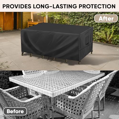BALEINE Patio Furniture Covers Waterproof, Heavy Duty Outdoor Table Cover - color: Black, size: 64"L×47"W×28"H