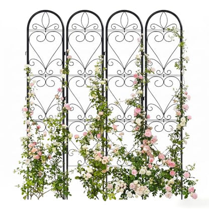 4 Pack Q195 Metal Garden Trellis for Climbing Plants, 66 x 13in - color: black-4pc