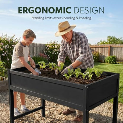 PASAMIC Raised Garden Bed with Legs, 48" HIPS Sturdy Elevated Planter Box - color: Black, size: 48x24x30in