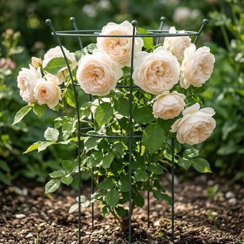 Peony Cages and Supports 2 Pack, Heavy Duty Metal Flower Support Cage, 24"(W) x 36" (H) Trumpet Plant Support for Peonies, Roses, Perennials & Garden Flowers, Rust-Resistant Steel Plant Support Ring - size: Large