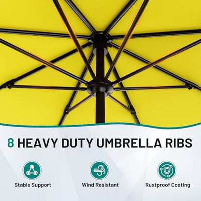 AreShark 9FT Outdoor Patio Umbrella with Tilt and Crank, Yellow - color: Yellow, size: 9ft