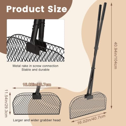 Leaf Grabber Rake with Long Handle, No Bending Leaf Picker Upper for Garden