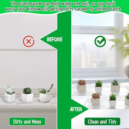 24 Pack Rectangular Plant Drip Trays, Clear Plastic Plant Saucers, Thick Plant Drip Trays Plastic Liners for Indoors Outdoors Flower Pots Window Sills Window Shelf - 15" x 6"