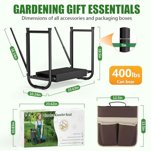 seasky Foldable Garden Kneeler and Seat, Anti-Tipping Gardening Bench Widened Thick Soft Kneeling Pad, Heavy Duty Gardening Stool with Tool Bag,Gardening Gift for Women