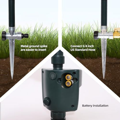 Motion Activated Sprinkler Outdoor Waterproof Repellent for Yard - color: Green